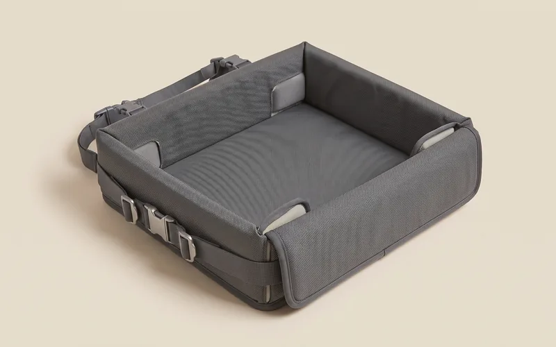 Housse de protection de coffre, vu de trois quarts, sans marque ni modele.