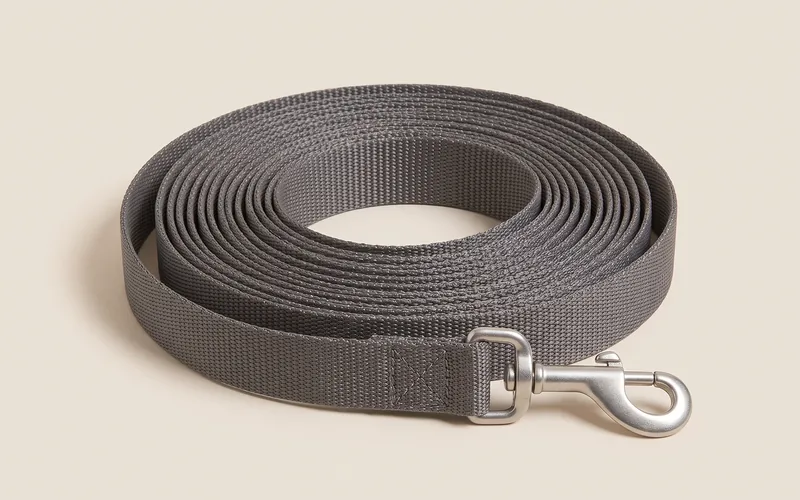 Longe pour chien, vu de trois quarts, sans marque ni modele.